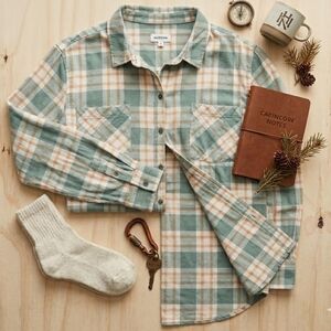 Hudson North Plaid Sage Cotton Flannel Shacket Utility Cabincore Gorpcore 3X